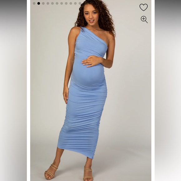 Pinkblush Dresses & Skirts - Elegant Blue One-Shoulder Maternity Dress